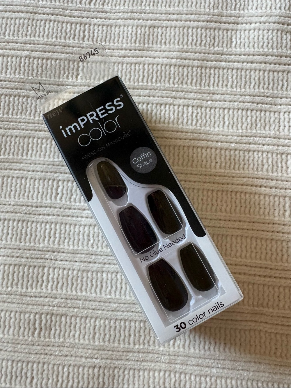 imPRESS Color Press-On Manicure – Black Coffin Nails (30 Pack)